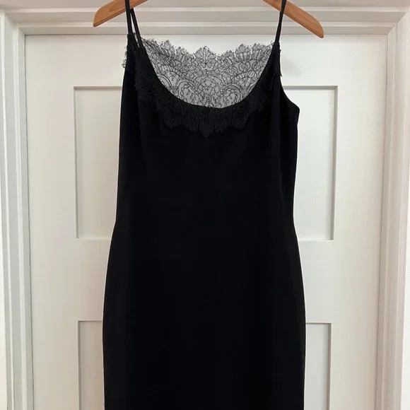 theia black lace dress Simkhai Guipure Lace Belted Midi Dress